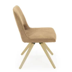 Hortense Chaise pivotante en tissu avec pieds en bois