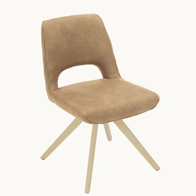 Hortense Chaise pivotante en tissu avec pieds en bois