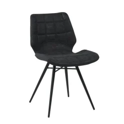 IberisChaise design rembourrée inspiration vintage avec pieds en métal noir