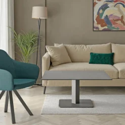 Ibero mini Table basse carrée en verre avec pied central