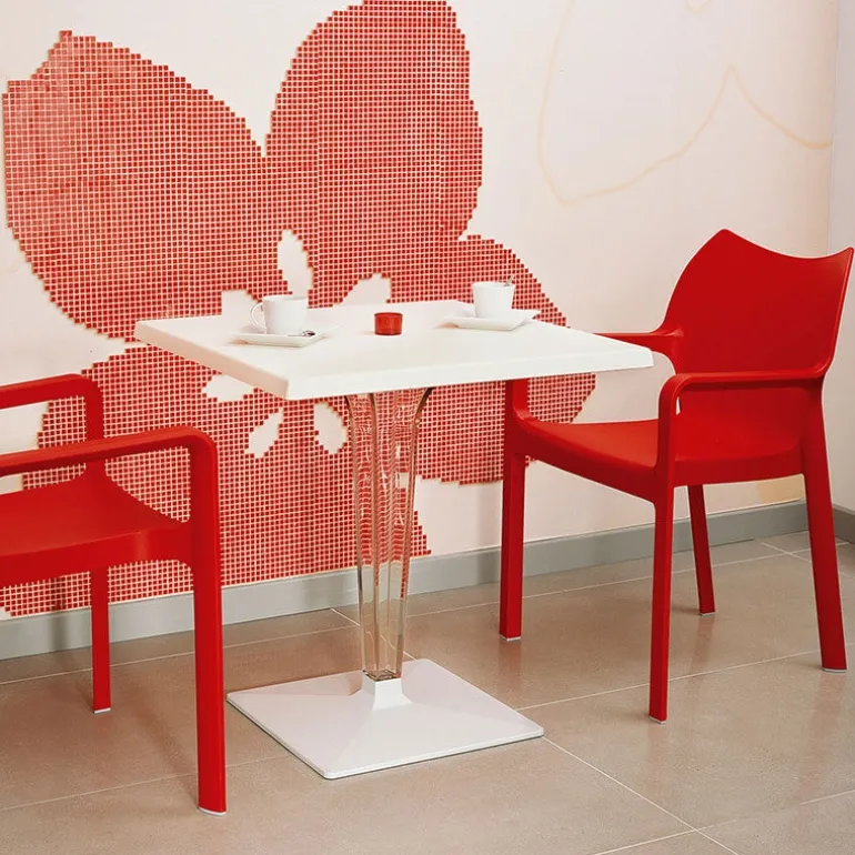 Ice Table carrée en polycarbonate et stratifié