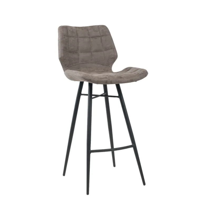 ImpiaTabouret design coque matelassée patinée et pieds en métal noir