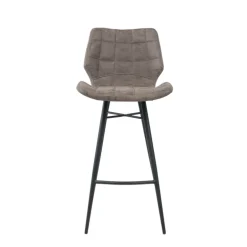 ImpiaTabouret design coque matelassée patinée et pieds en métal noir