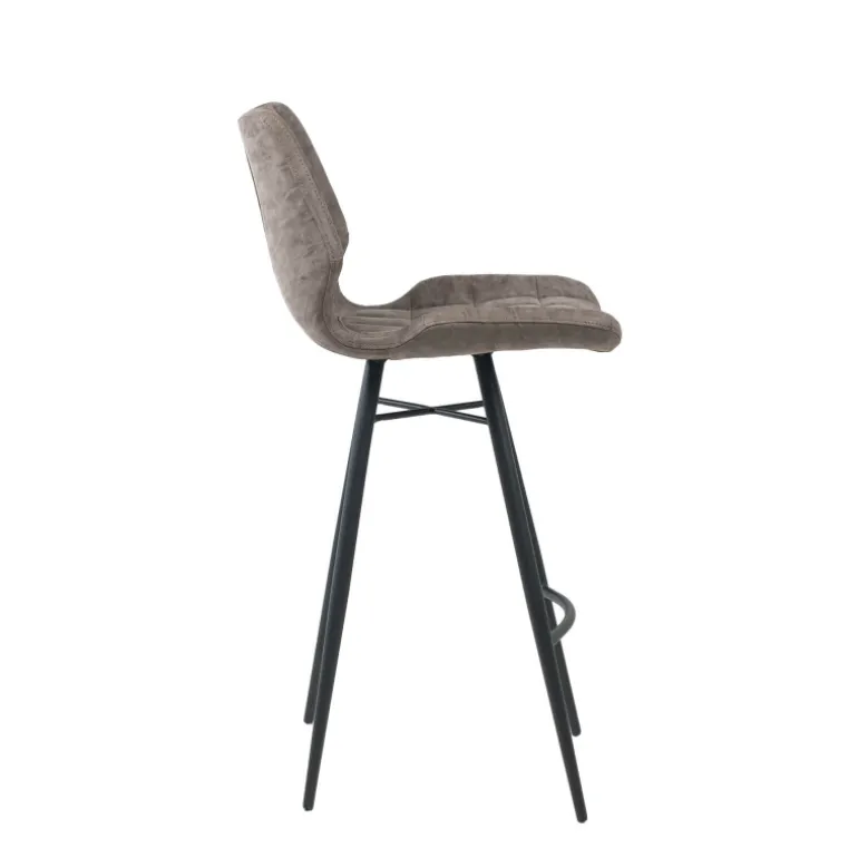 ImpiaTabouret design coque matelassée patinée et pieds en métal noir