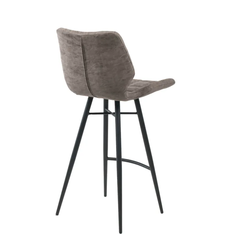 ImpiaTabouret design coque matelassée patinée et pieds en métal noir