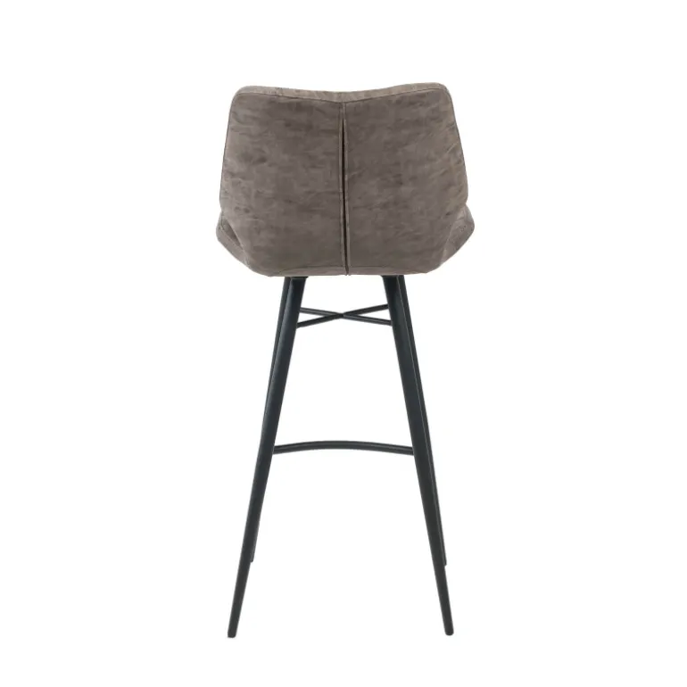 ImpiaTabouret design coque matelassée patinée et pieds en métal noir