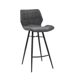 ImpiaTabouret design coque matelassée en tissu et pieds en métal noir