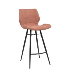 ImpiaTabouret design coque matelassée en tissu et pieds en métal noir