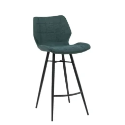 ImpiaTabouret design coque matelassée en tissu et pieds en métal noir