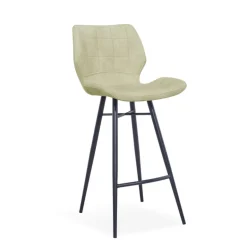 ImpiaTabouret design coque matelassée en velours et pieds en métal noir