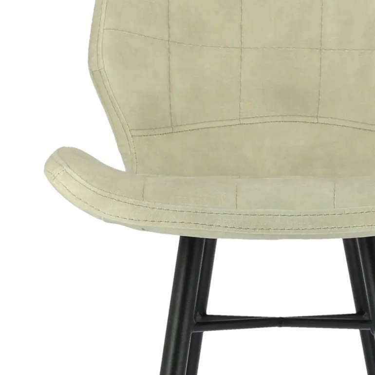 ImpiaTabouret design coque matelassée en velours et pieds en métal noir