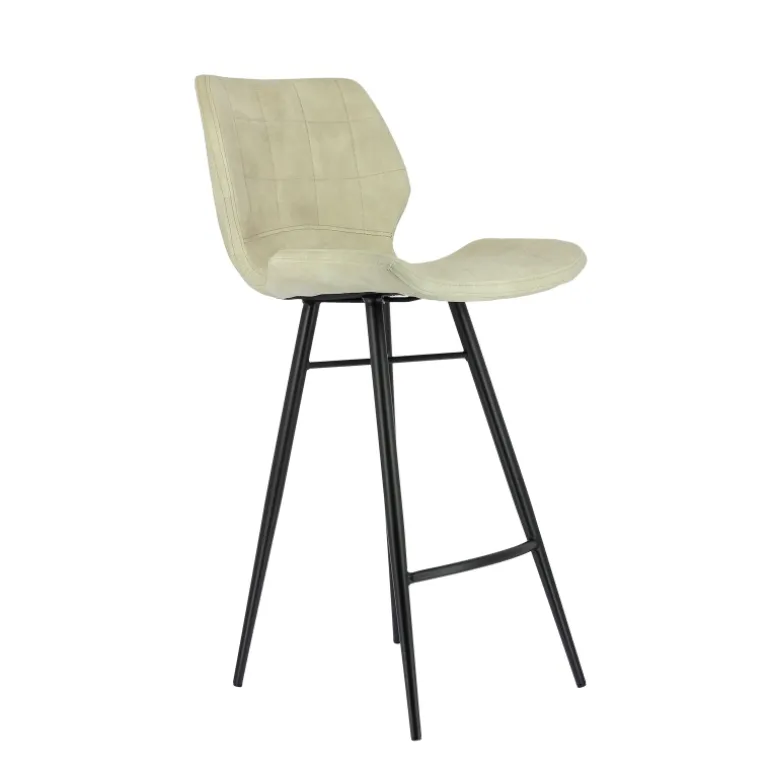 ImpiaTabouret design coque matelassée en velours et pieds en métal noir