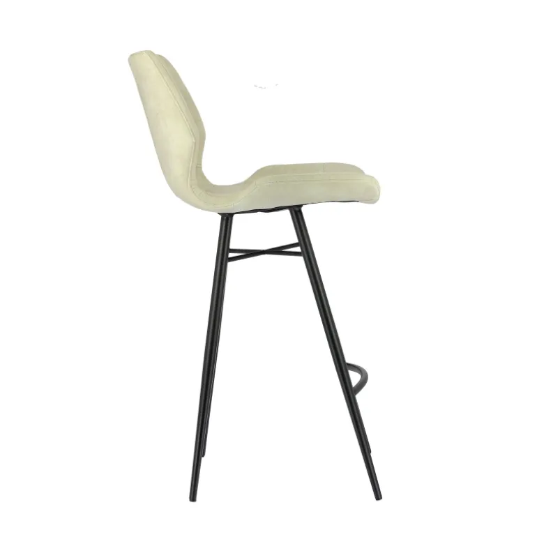 ImpiaTabouret design coque matelassée en velours et pieds en métal noir