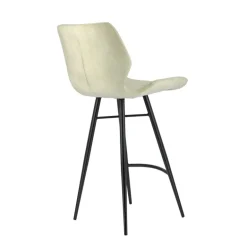 ImpiaTabouret design coque matelassée en velours et pieds en métal noir