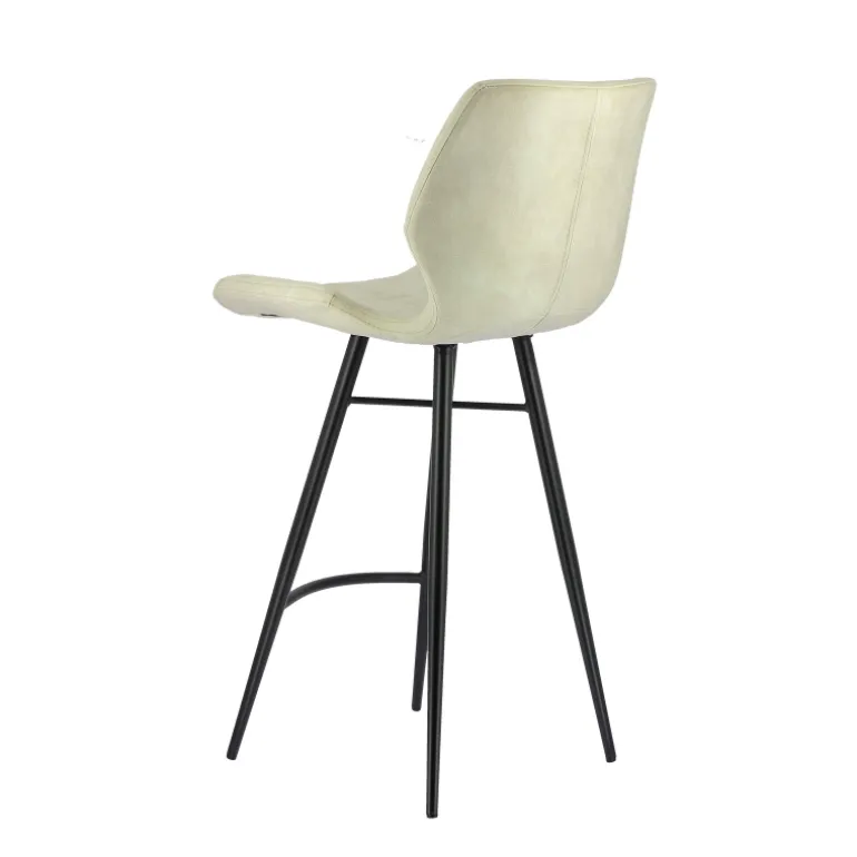 ImpiaTabouret design coque matelassée en velours et pieds en métal noir