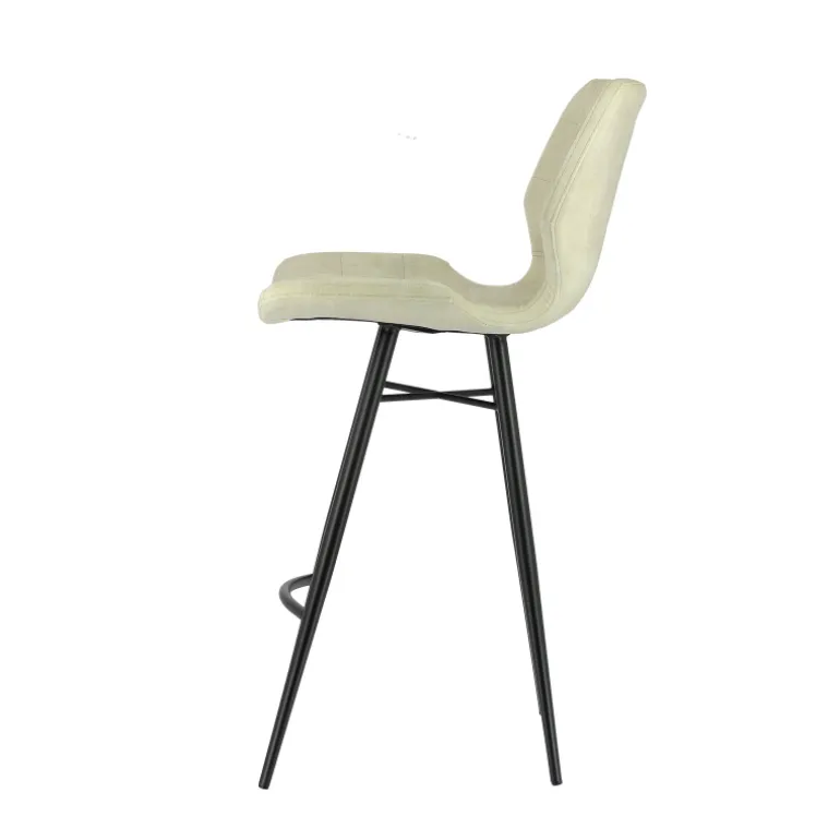 ImpiaTabouret design coque matelassée en velours et pieds en métal noir