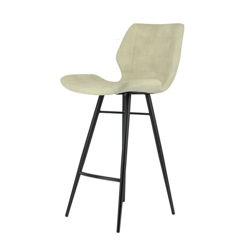 ImpiaTabouret design coque matelassée en velours et pieds en métal noir