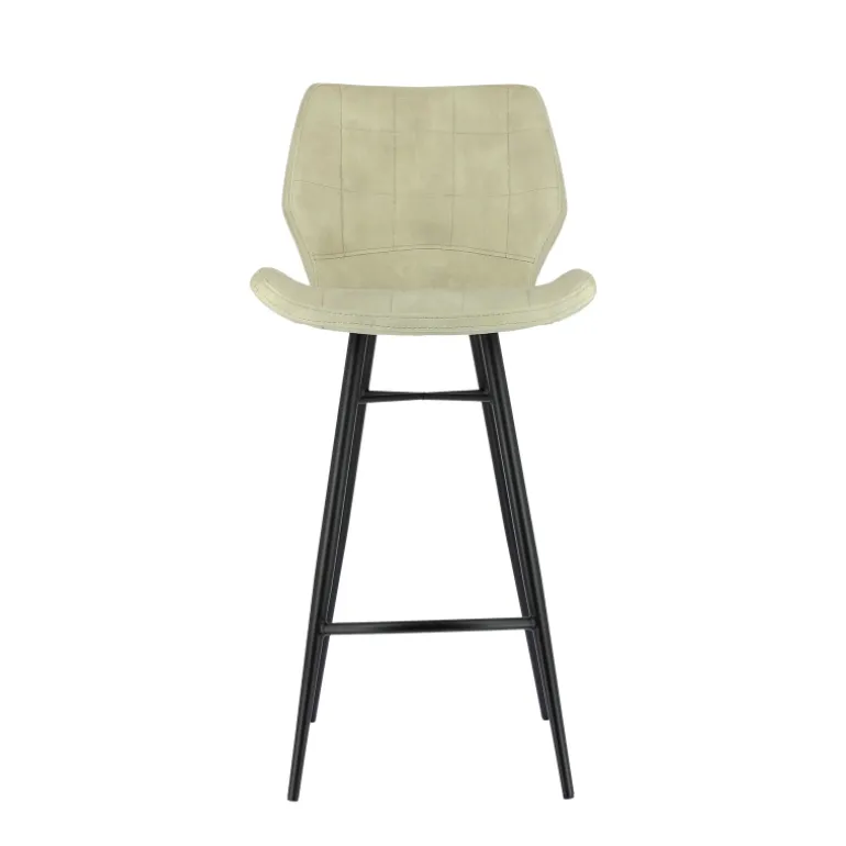 ImpiaTabouret design coque matelassée en velours et pieds en métal noir