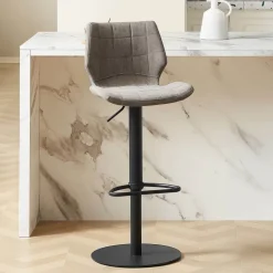 IndicaTabouret tournant et réglable coque matelassée en simili avec pied en métal noir