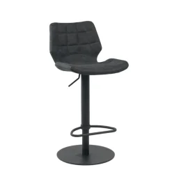 IndicaTabouret tournant et réglable coque matelassée en simili avec pied en métal noir