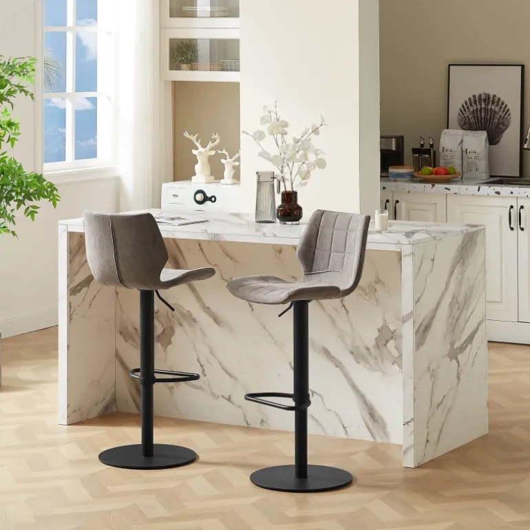 IndicaTabouret tournant et réglable coque matelassée en simili avec pied en métal noir