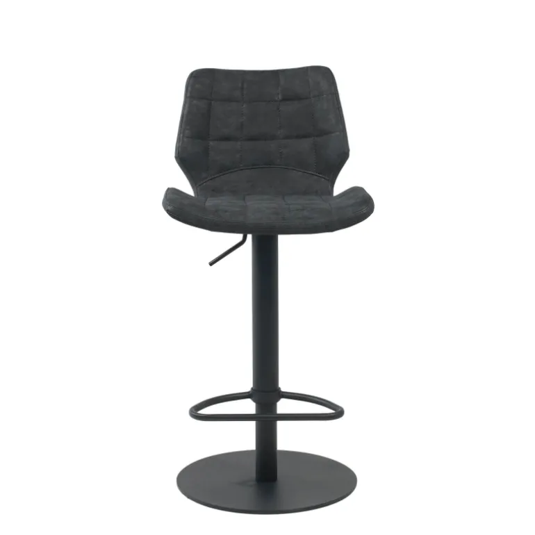 IndicaTabouret tournant et réglable coque matelassée en simili avec pied en métal noir