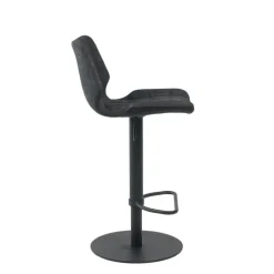 IndicaTabouret tournant et réglable coque matelassée en simili avec pied en métal noir