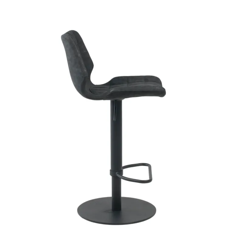 IndicaTabouret tournant et réglable coque matelassée en simili avec pied en métal noir