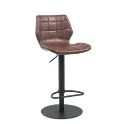 IndicaTabouret tournant et réglable coque matelassée en simili avec pied en métal noir