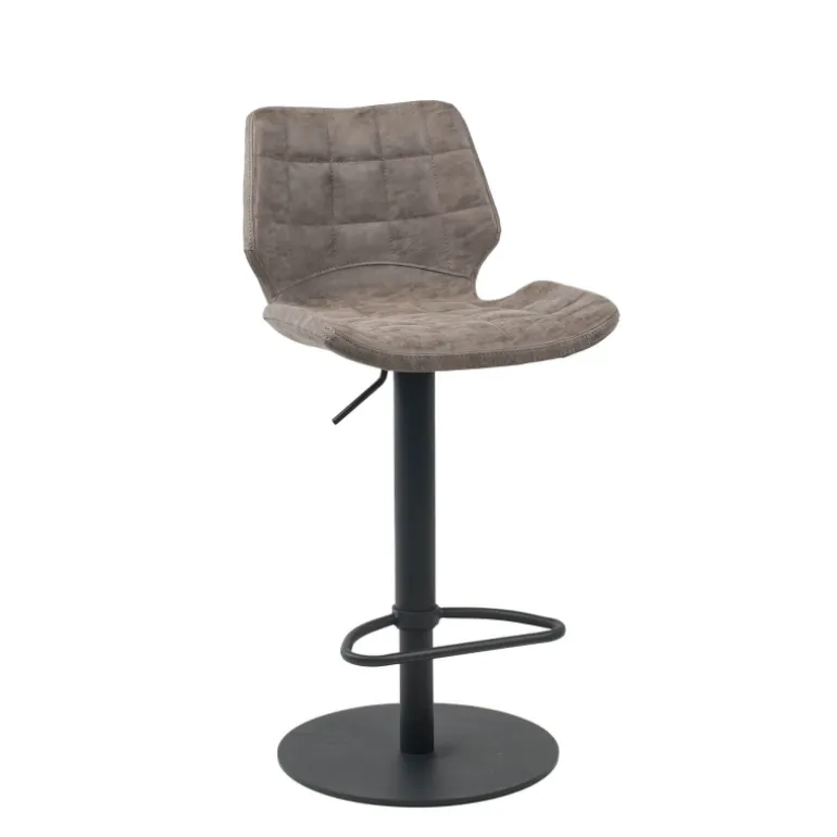 IndicaTabouret tournant et réglable coque matelassée en simili avec pied en métal noir