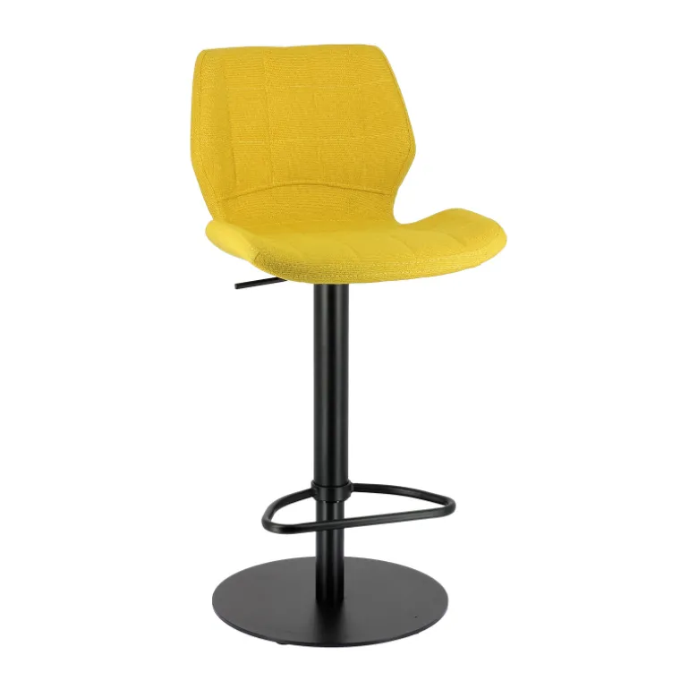 IndicaTabouret tournant et réglable coque en tissu avec pied en métal noir