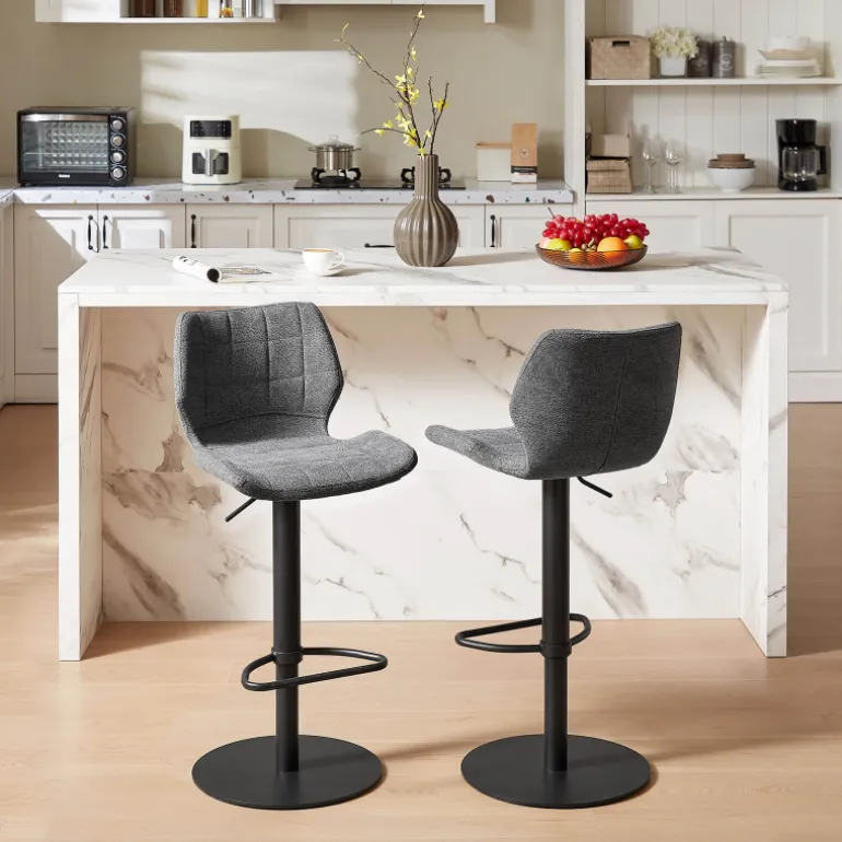 IndicaTabouret tournant et réglable coque en tissu avec pied en métal noir