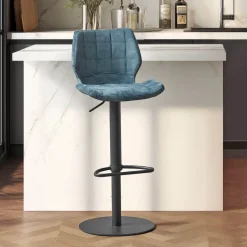 IndicaTabouret tournant et réglable coque en velours avec pied en métal noir