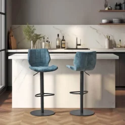 IndicaTabouret tournant et réglable coque en velours avec pied en métal noir