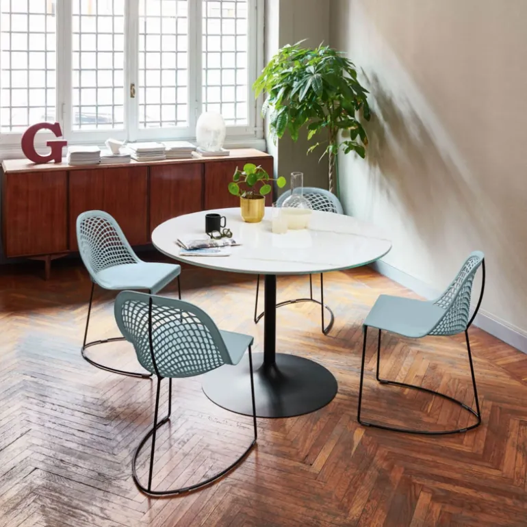 Infinity Midj® Table pied central design en céramique et métal