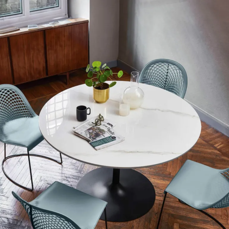 Infinity Midj® Table pied central design en céramique et métal