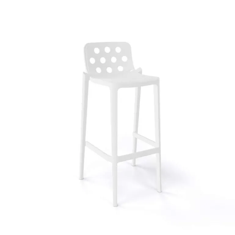 Isidoro Tabouret de bar d'extérieur moderne empilable avec dossier ronds ajourés
