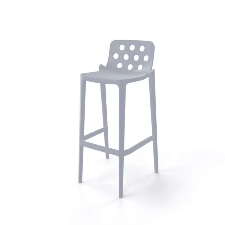 Isidoro Tabouret de bar moderne empilable avec dossier ronds ajourés