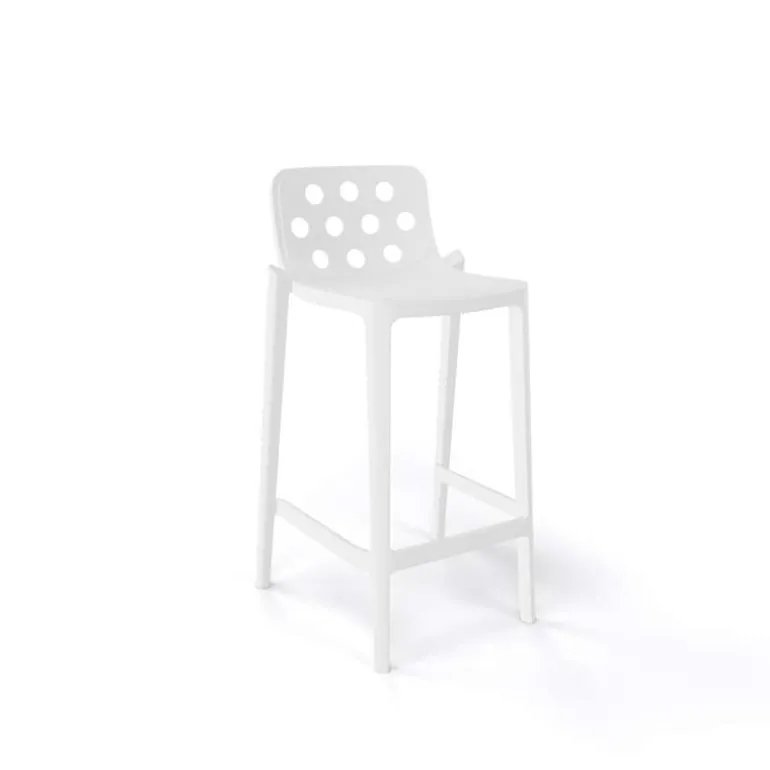 Isidoro Tabouret snack moderne empilable avec dossier ronds ajourés