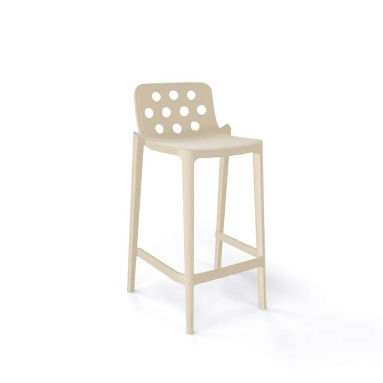 Isidoro Tabouret snack moderne empilable avec dossier ronds ajourés