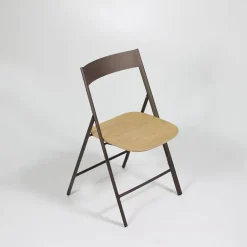 Jolie Chaise pliante italienne en bois et métal