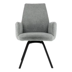 Jules Fauteuilconfortable en tissu avec dossier inclinable et pieds en métal