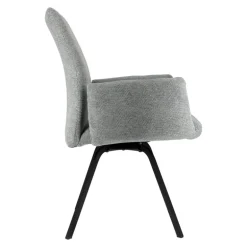 Jules Fauteuilconfortable en tissu avec dossier inclinable et pieds en métal