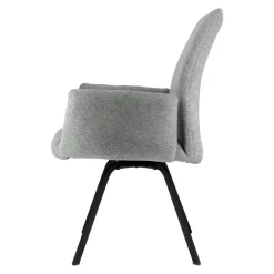 Jules Fauteuilconfortable en tissu avec dossier inclinable et pieds en métal