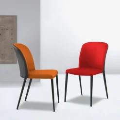 Julie Chaise en tissu bicolore avec pieds métal