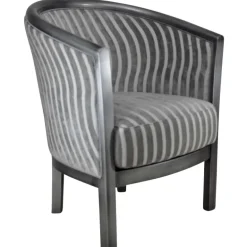 Julien Fauteuil tonneau pour salon fabrication française en tissu et bois massif