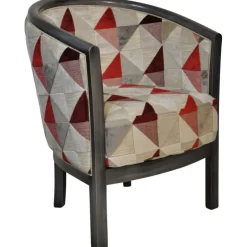 Julien Fauteuil tonneau pour salon fabrication française en tissu et bois massif