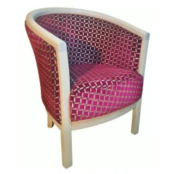 Julien Fauteuil tonneau pour salon fabrication française en tissu et bois massif