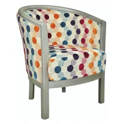 Julien Fauteuil tonneau pour salon fabrication française en tissu et bois massif