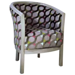 Julien Fauteuil tonneau pour salon fabrication française en tissu et bois massif